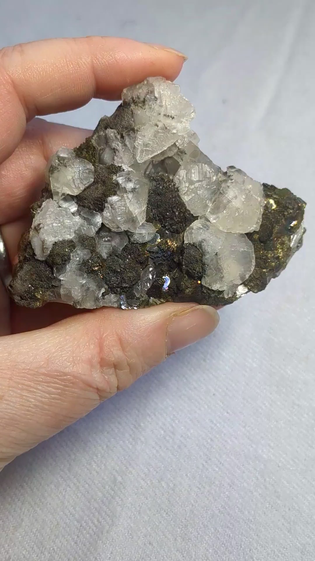 Benz calcite on pyrite