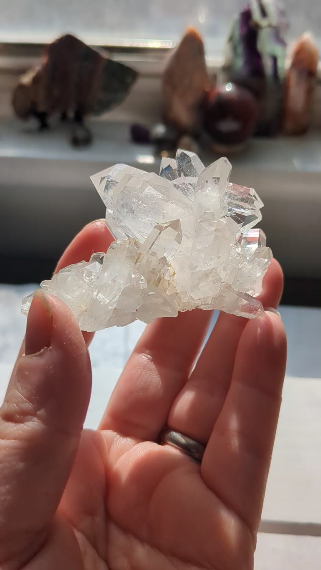 Clear quartz cluster