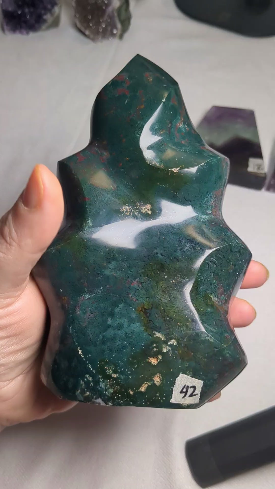 Large Green Jasper Flame