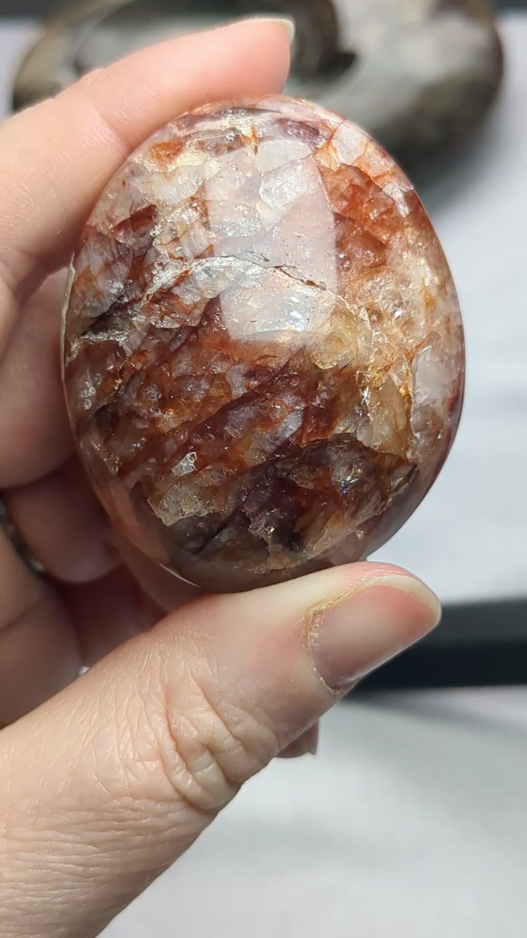 Fire quartz palm stone A