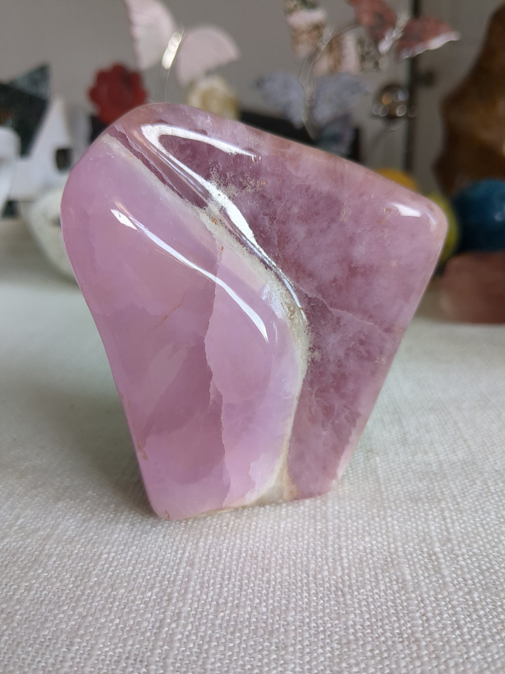 Pink aragonite freeform