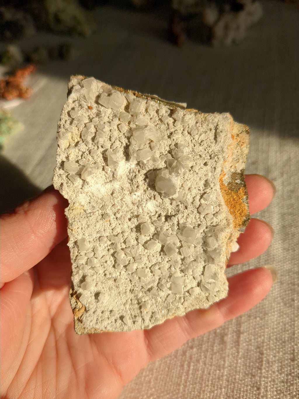 White barite with fluorite, pyrite, and calcite
