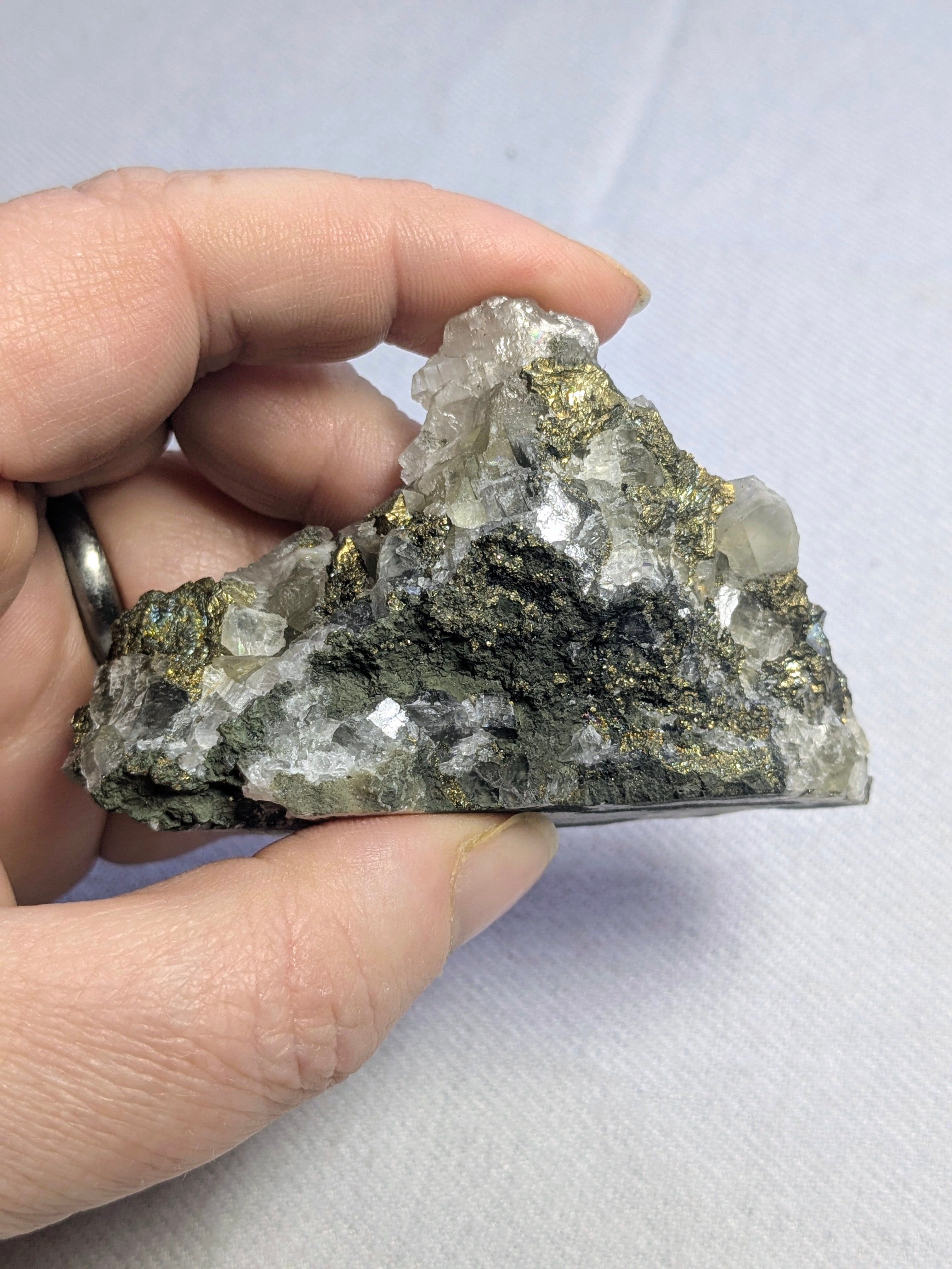 Benz calcite on pyrite