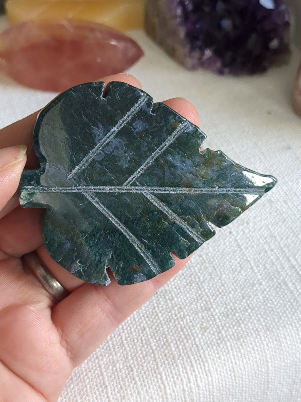 Large Moss Agate Leaf (Imperfect)
