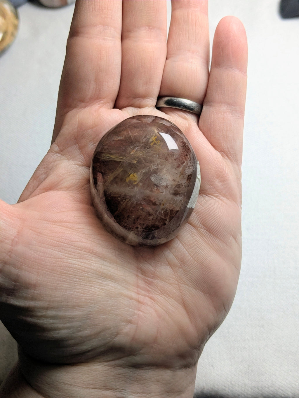 Fire quartz palm stone D