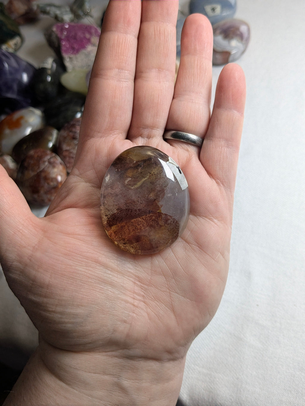 Fire quartz palm stone C