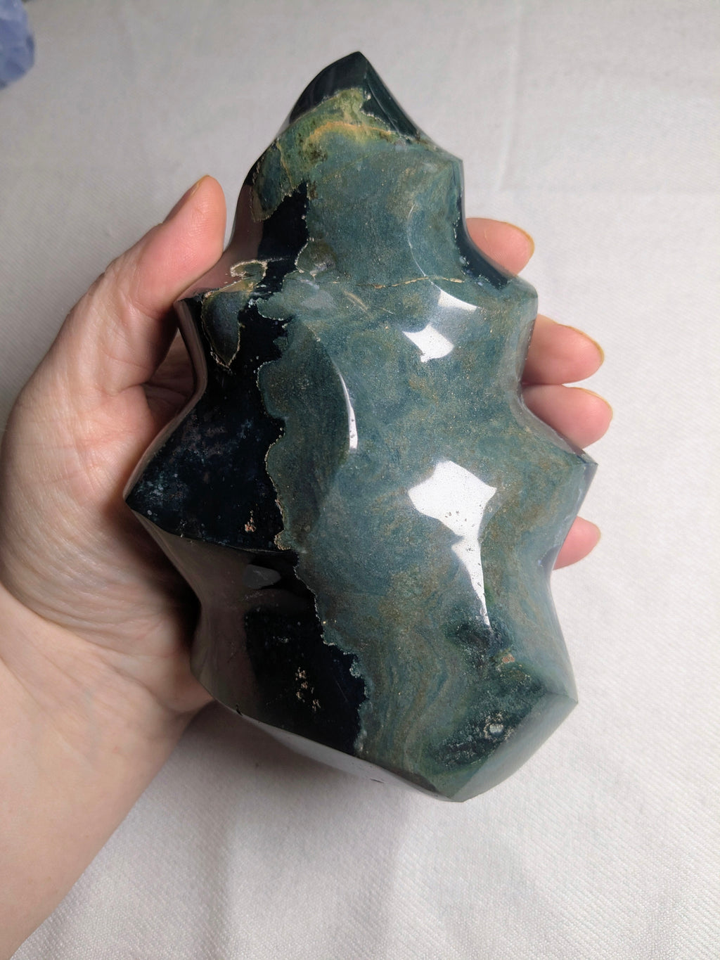 Large Green Jasper Flame