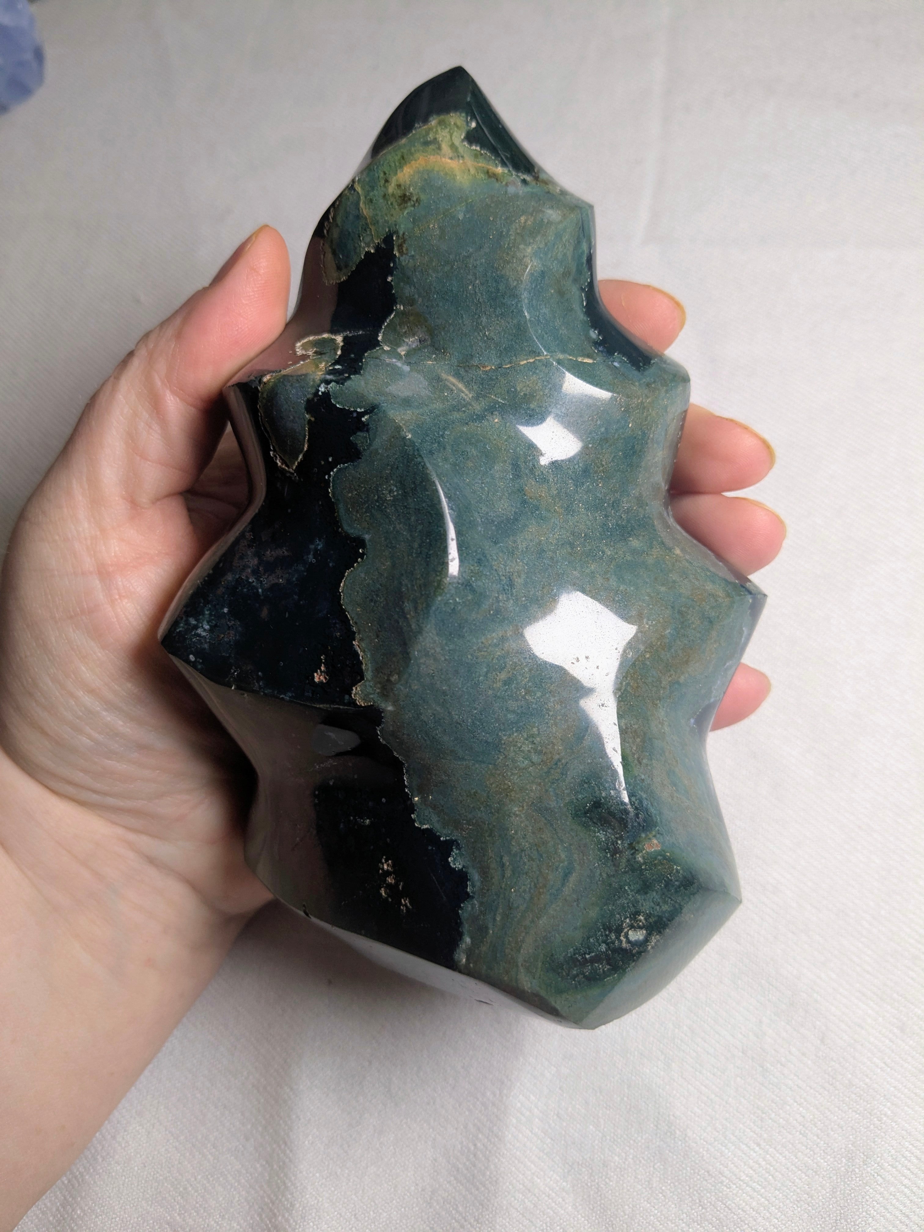 Large Green Jasper Flame