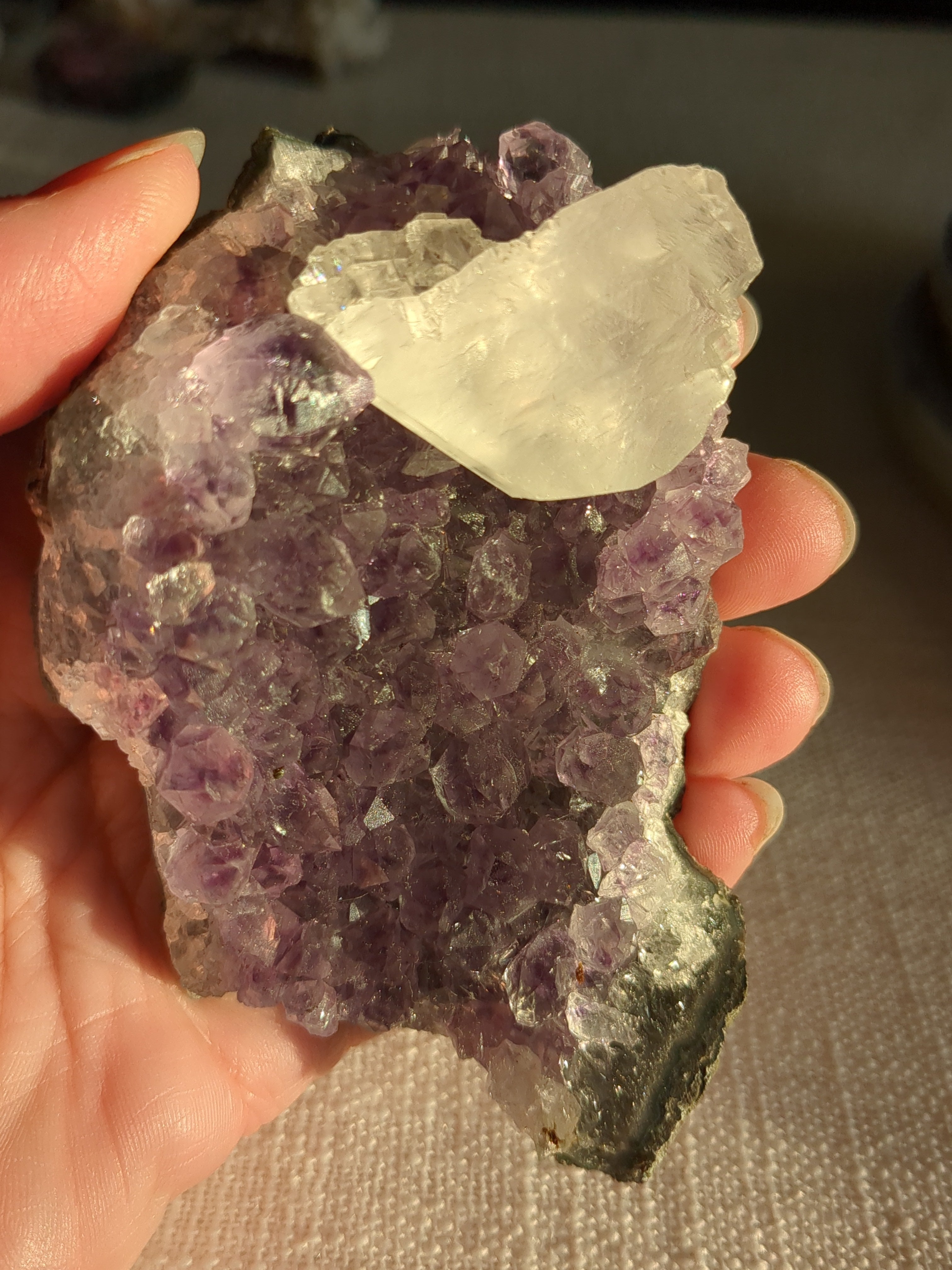 Amethyst with calcite