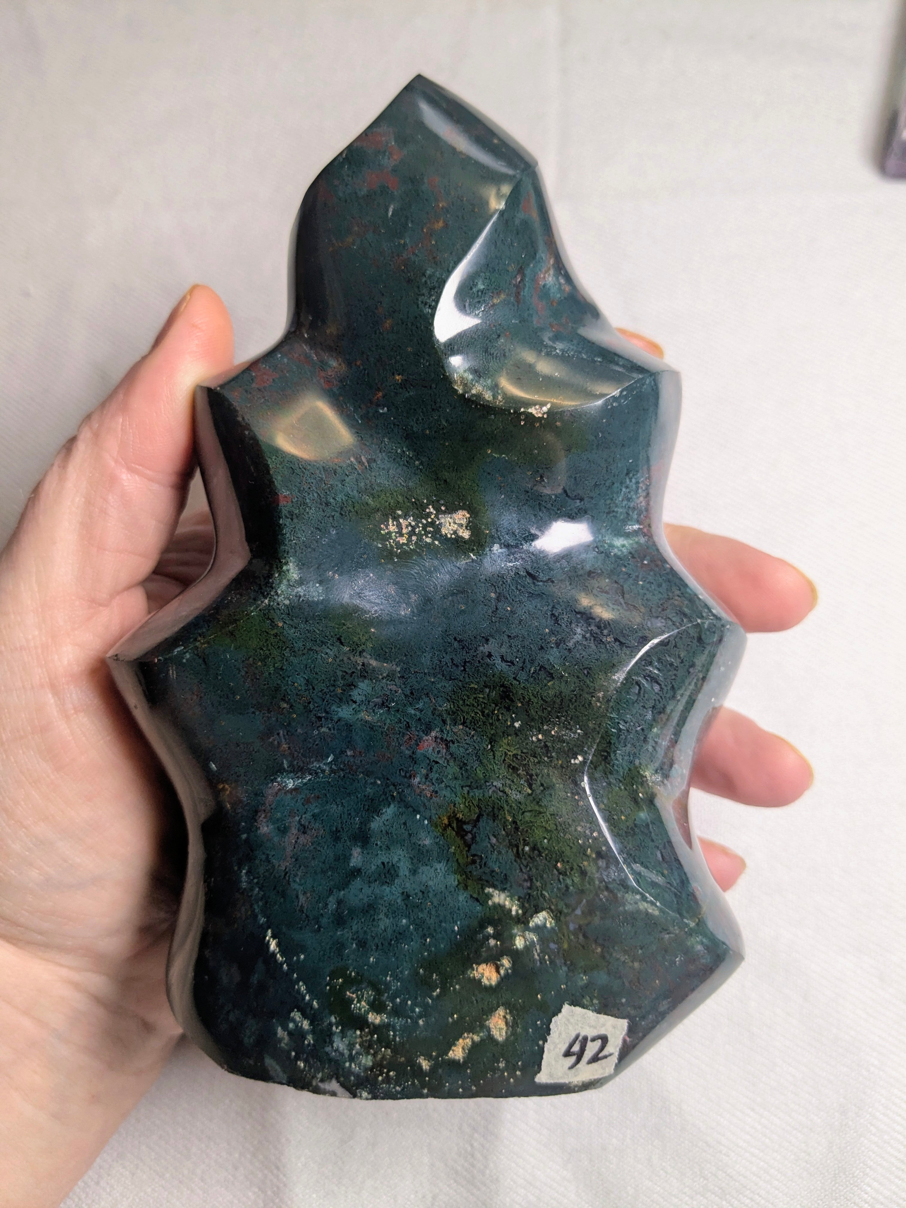 Large Green Jasper Flame