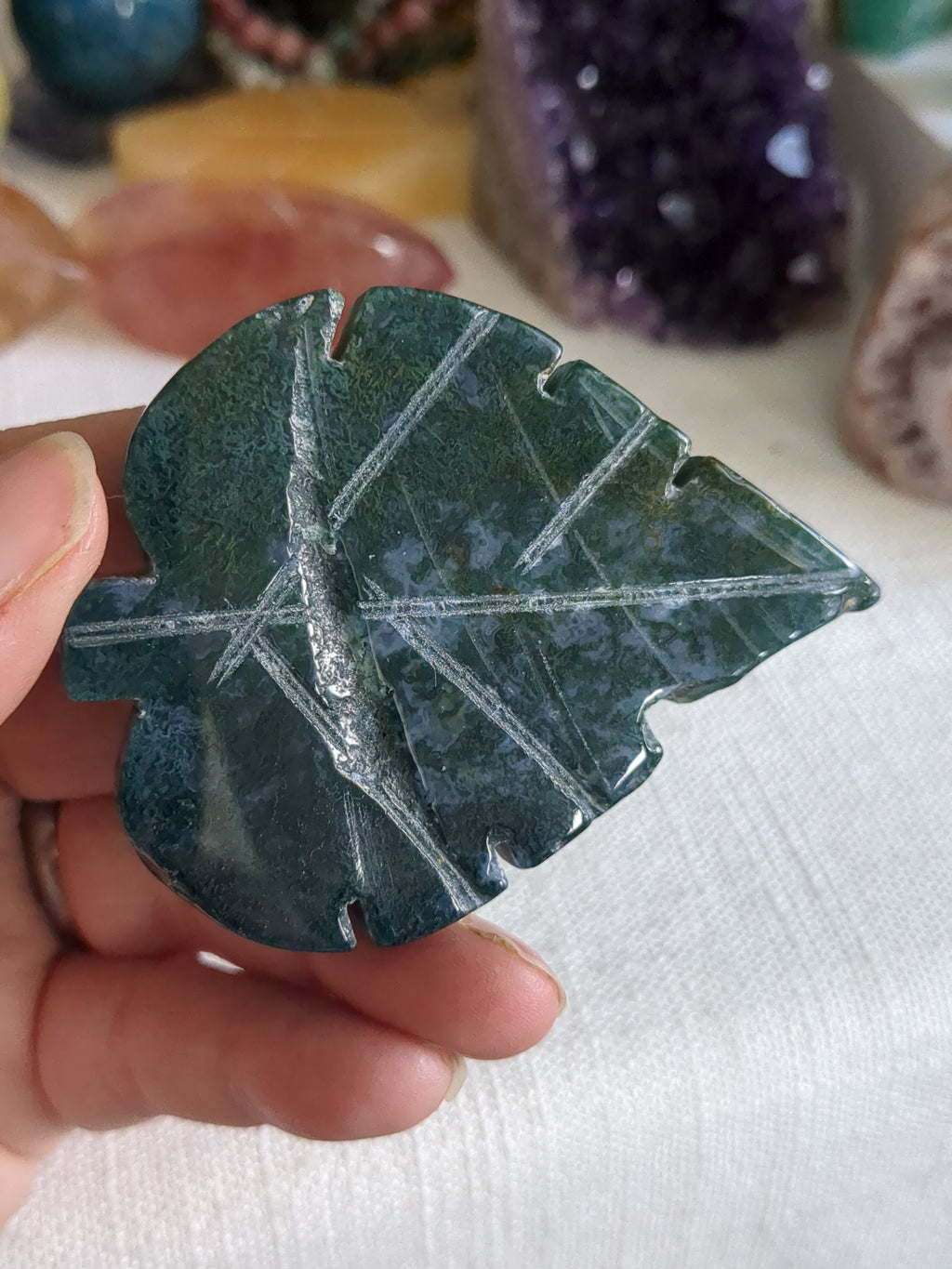 Large Moss Agate Leaf (Imperfect)